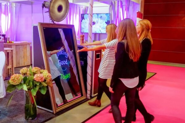 Maine Magic Mirror Photo Booth Rental Stock Image Walk up
